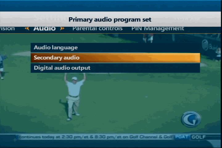 3. Highlight Secondary Audio, and then press OK. 4.