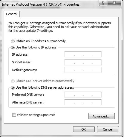 3 Adaptor Maintenance Screen 5. Select [Use the following IP address], then click [OK] after entering the IP address (192.168.249.***) and Subnet mask (255.255.255.0). For the IP address, ***=1-254.