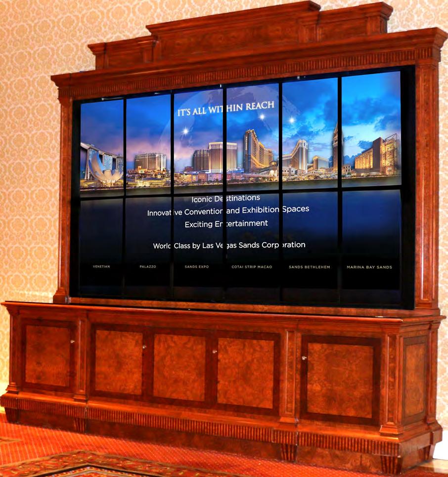 A focal point in the main hallway of every level, screens are typically utilized for advertising display
