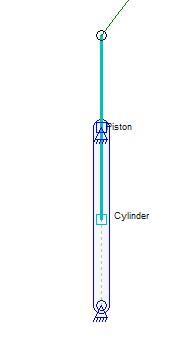 Figure 46. Two Sliders on Two Different Links The mechanism in Figure 46 shows a link called Cylinder that has a sliding connector anchor at the top.