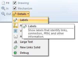 Figure 5. Labels Option in Tool Bar 6. Hold down the Shift key while clicking on the connector labeled D. This should leave connector B selected because you held down the Shift key.