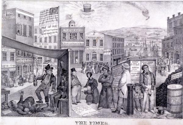 A commentary on the depressed state of the American economy, particularly in New York, during the financial panic of 1837.