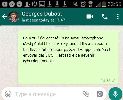 Exercise 3 This is a WhatsApp message from your French friend. He has just bought a new phone. Can you translate the message into English?