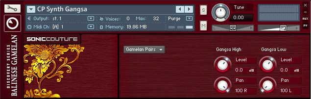 2.2.3 Gamelan Pairs Page Gamelan Pairs page The Gamelan Pairs page gives you access to the volume and panning for the two detuned