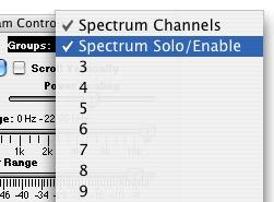 78 SpectraFoo User Manual To disable a group: 1. If the Link Groups Window is not visible, Select Show Link Groups Window from the Sets menu. 2. Unselect the group s associated enable checkbox.