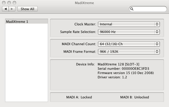 Setting up the MadiXtreme on Mac On the Mac, click the Apple menu > System Preferences > MadiXtreme.
