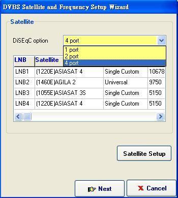 v. If you have more than 1 satellite source and has connected your TV tuner card to a DiSEqC, please select the number of