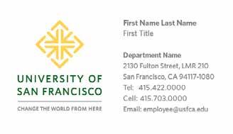 FACULTY/STAFF BUSINESS CARD WITH 11 LINES OF INFORMATION FACULTY/STAFF BUSINESS CARD BACK CHANGE THE WORLD FROM HERE Right column is the information block.