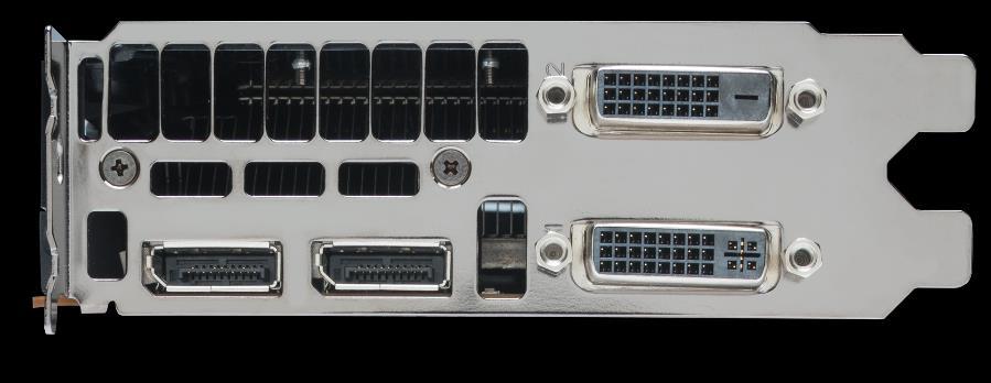 Quadro K6000 Display outputs LED indicates Master GPU in Multi-GPU systems 4 Display Connectors 4 Displays* 2 DVI-DL, 2 DP 1.2 Only one VGA output on DVI DP 1.