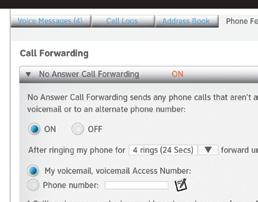 No Answer Call Forwarding Forwards all calls when you don t answer. Select ON and assign number of rings before call is forwarded.