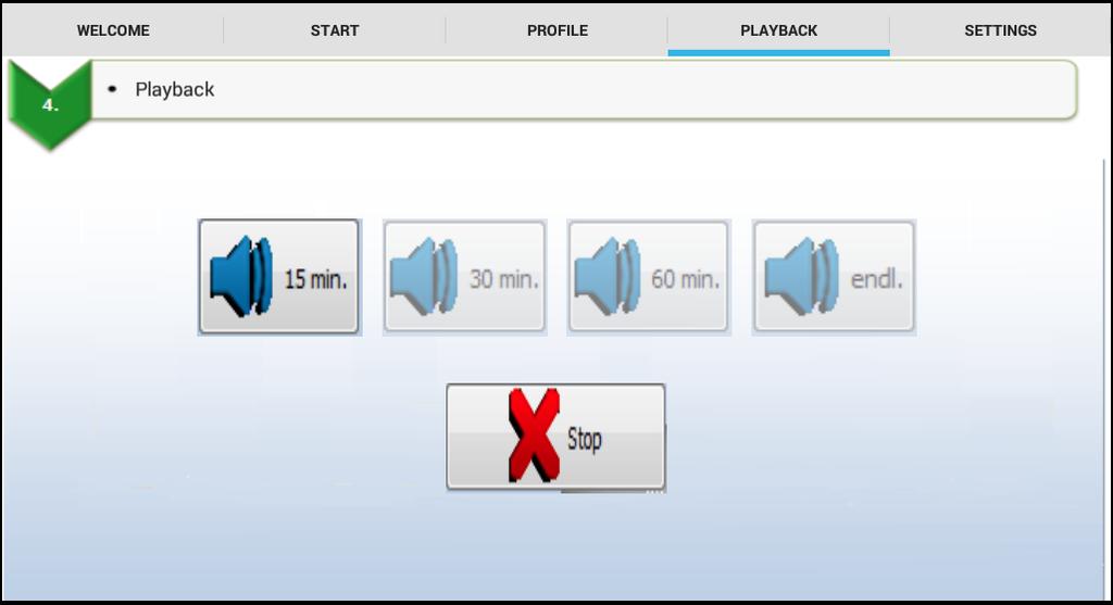 3.9 Playback + Export After the creation of a tinnitus profile you can start with your individual treatment.