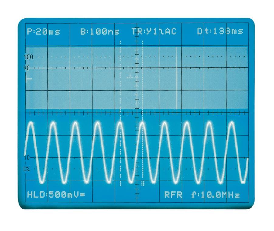 Without any difficulty one can read from the signal display that the mo dula tion degree is 100 % and the modulation frequency is 1 khz.