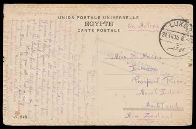 Prestige Philately - Auction No 162 Page: 5 945 C B/C Ex Lot 945 HOSPITALS: PPCs with boxed 'LUXOR CONVALESCENT DEPOT' h/s in blue & Luxor cds of 24.XII.