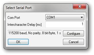 Main window Communication device options RS232 port To configure a system COM port, use the following dialog: 1 2 4 3 5 6 Figure 6: DeviceConfig: Select Serial Port Number Element Description 1 Com