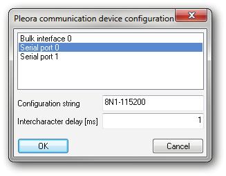 Main window Serial-Over-GigE To configure a Pleora GigE port, use the following dialog: 1 2 3 4 5 Figure 7: DeviceConfig: Configure Pleora communication device Number Element Description 1 Lists all