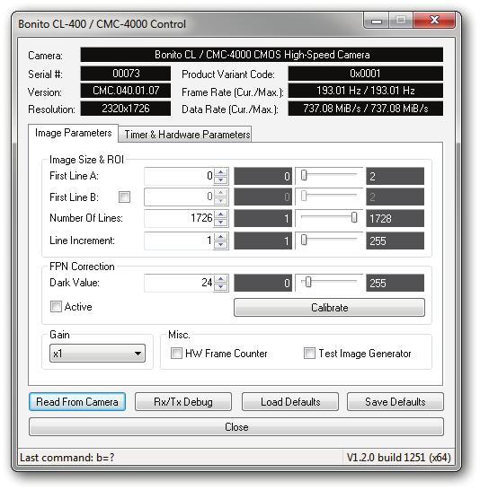 Bonito CL-400 / CMC-4000 Control Dialog Image Parameters 1 2 3 4 8 5 6 7 9 10 11 12 13 15 14 17 18 19 16 25 20 23 26 21 24 22 Figure 9: Bonito CL-400 / CMC-4000 Control Dialog Number Element