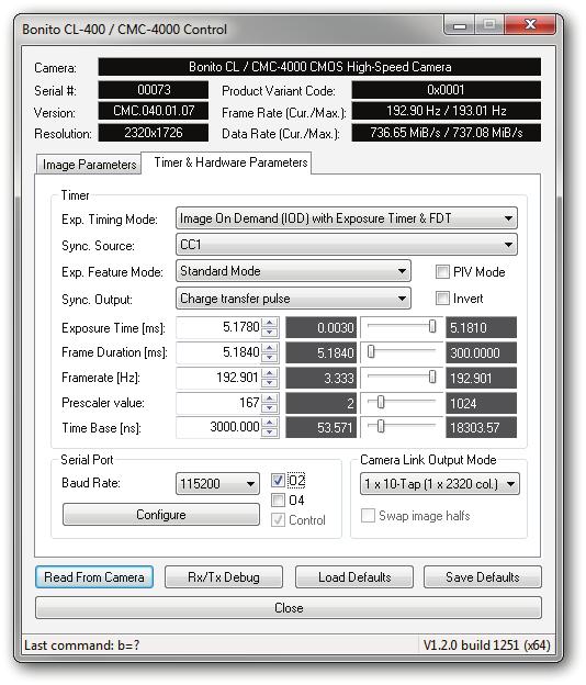 Bonito CL-400 / CMC-4000 Control Dialog Timer & Hardware Parameters 1 2 3 4 5 6 7 8 9 10 13 15 11 14 16 16 18