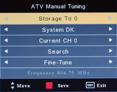 press button to cancel the operation. ATV Manual Tuning Press OK button to enter the ATV Manual Tuning menu.