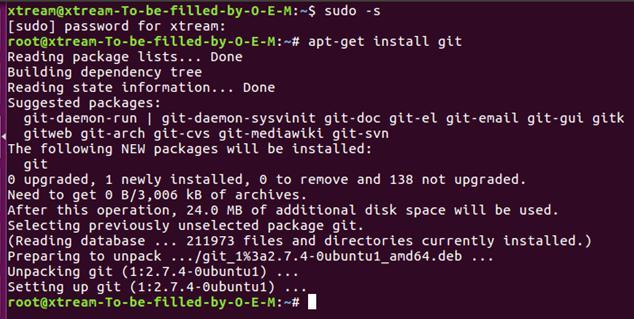 4.4 Execute the command and install git package. (See screenshot below.