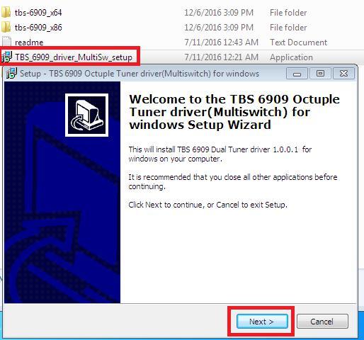 2)download and then unzip TBS 6909 Windows driver 3)Click