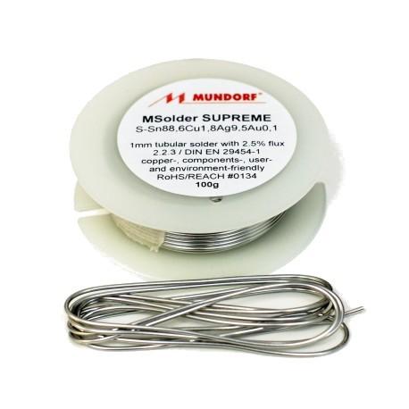 Mundorf MSolder Supreme with cop, silver and gold content 6,50 metre 49,90 for a 50g coil Type MSOL.