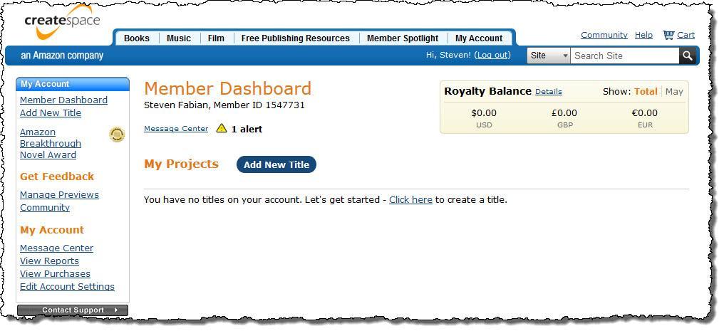 Dashboard CreateSpace images provided by Steve