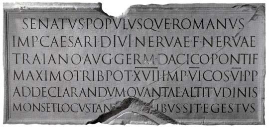 Carved inscription from the base of Trajan s Column, c.