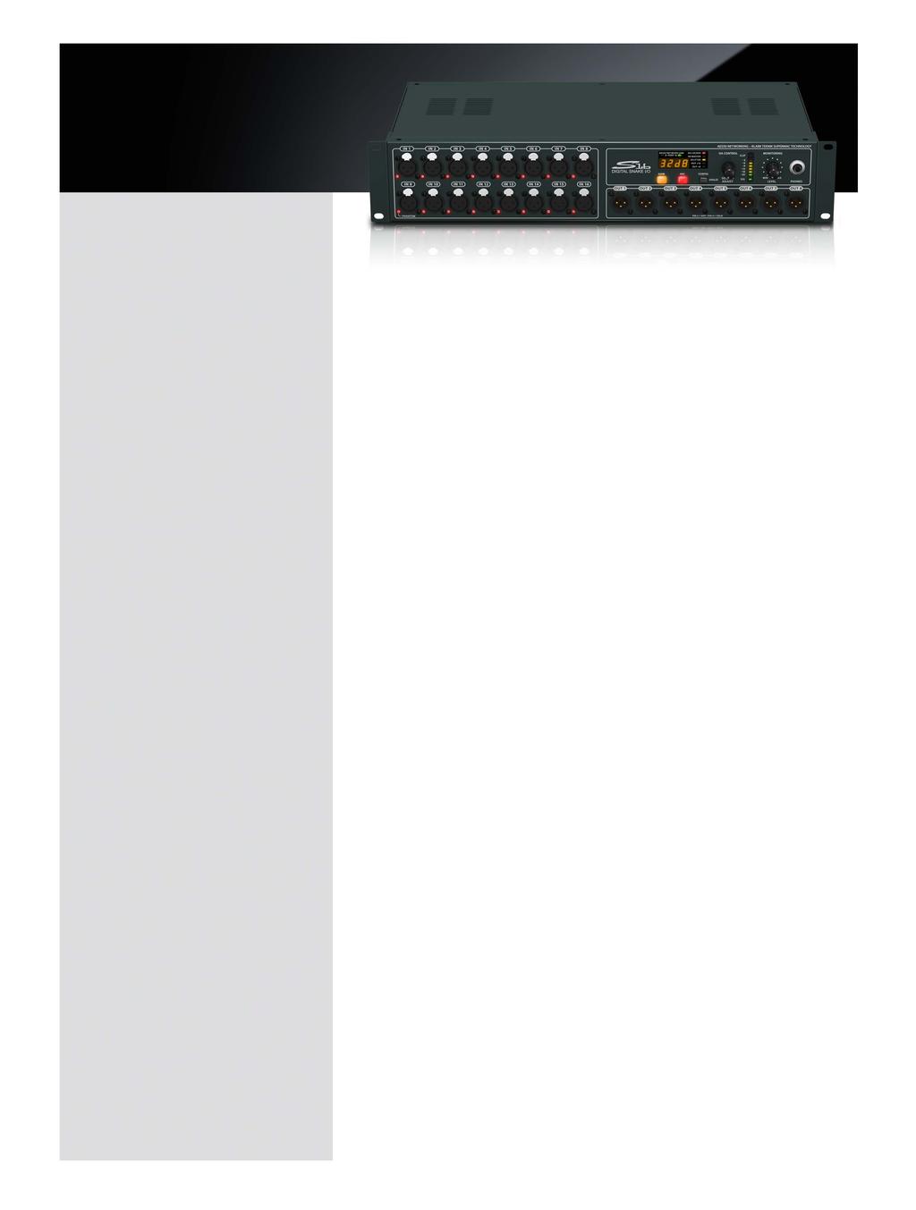 Mixer Accessories I/O Box with 16 Remote-Controllable Mic/Line Inputs, 8 Outputs and AES50 Networking featuring KLARK TEKNIK SuperMac Technology 16 fully programmable and remotecontrollable