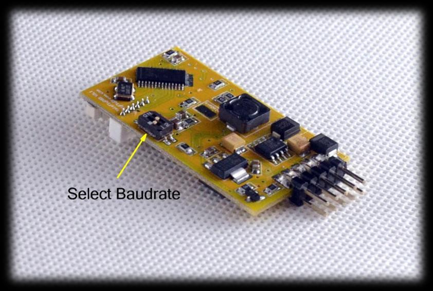 Selecting appropriate baudrate for TeleFlyOSD Since the output data rate of different GPS may be different, it is necessary to set the baudrate of the TeleFlyOSD communication port to match the GPS