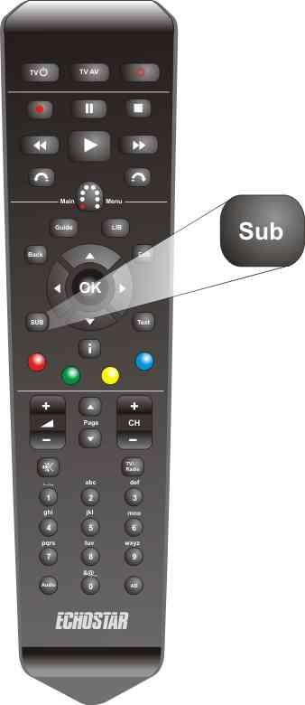 Subtitles Press the SUB key to display the Subtitle menu. Use the and keys to select the subtitle language.