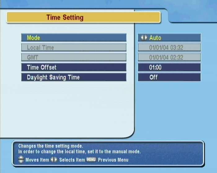 3.4 Parental control 21 Select the System Setting > Time Setting menu. You should see a screen like the left figure.