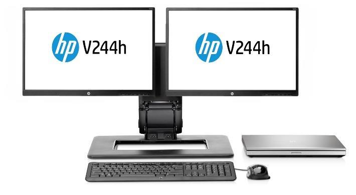 8-inch monitors with an HP Adjustable Dual Display Stand (AW664AA) for a small footprint, high productivity work solution.