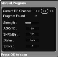 below. Figure 8. Channel Sub-menu Auto Program The Auto Program option is used to automatically scan for available digital channels, and should be used when powering on the DTV for the first time.