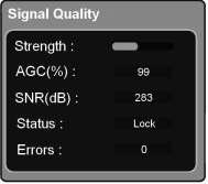 The Signal Quality window will appear, as shown in Figure 10 below. A dot will appear to the left of the current signal quality selection. Figure 10. Signal Quality Window Use the navigation buttons to highlight the desired setting and press the ENTER button to select it.