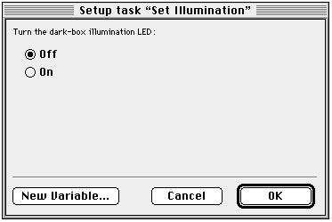 OPENLAB Set Illumiatio This task allows you to tur the dark box illumiatio LED o or off. Click o the appropriate butto.