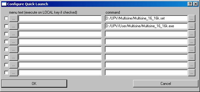 Fig. 2 Quick Launch Config Panel Use the buttons on the right side to browse to the setup file or exe file which should be called by the respective button.