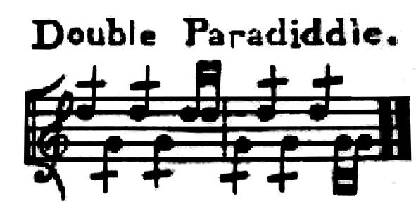 Double Paradiddle (Ashworth, 1812, 4) Left hand was notated with stems up and right hand with stems down.