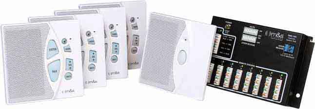 The kit includes the following: (1) - DC-10H Structured Wire Intercom Hub (4) - DC-10RS Intercom Room Stations (1) - DC-10DS Intercom Door Station (1) - 12-volt Switching Power Supply The room, door,