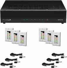 system keypads RJ-45 connection to each keypad with Cat-5 cable IR target built into each keypad IR remote control of audio sources with six source-specific routed IR output ports Frequency response