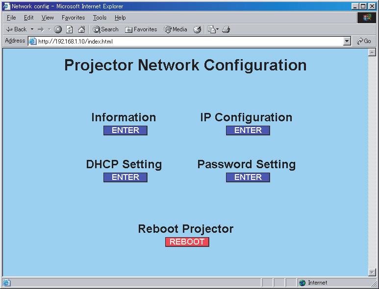 When your network enables the DHCP function You can set automatically, if you set the DHCP function to TURN ON using the NETWORK menu. Please refer to the section NETWORK menu ( 40).