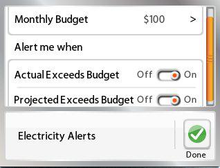 Electricity Alert the options allows you to program various alerts associated with your consumption of electricity.