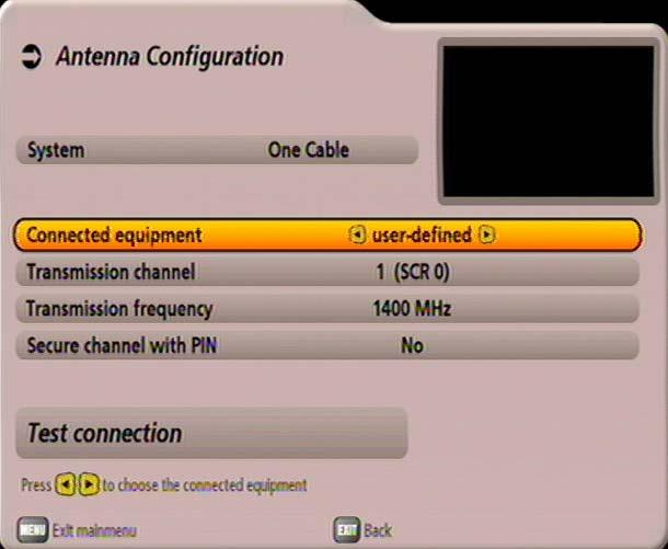 FIRST INSTALLATION: Single-cable system (manual) If one or more receivers are already present on the system and an additional receiver is to be connected, you must assign the new receiver a