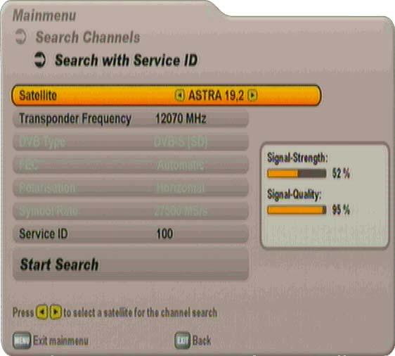 CHANNEL SEARCH (CHANNEL SCAN) Network scan Use the buttons (On/Off) to select whether a network scan should be performed.
