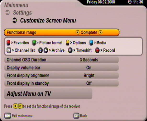 RECEIVER FRONT DISPLAY BRIGHTNESS Use the buttons to set the brightness of the receiver front display. Select the most comfortable setting for the ambient lighting.