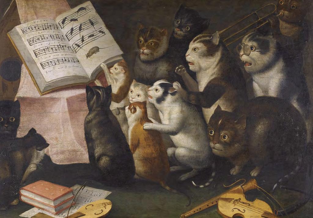 A Glaring of Cats Making Music and Singing, Flemish School, c. 1700 june 2017 earlymusic.bc.