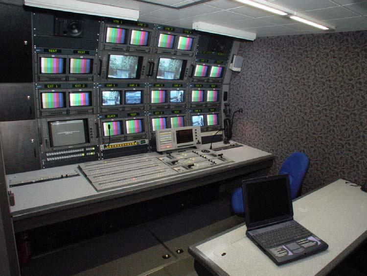 Digital 8-10 camera OB van Production area: 25 monitor wall