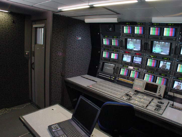 Production desk with video switcher, DME and character generator