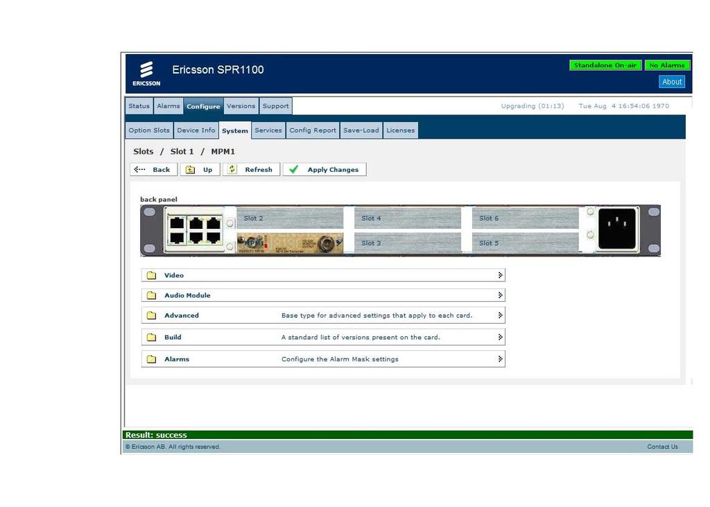 Web GUI Control 5.1 Using the Web Graphical User Interface The Ericsson SPR1100 is designed to be configured and controlled by its own web graphical user interface (GUI).
