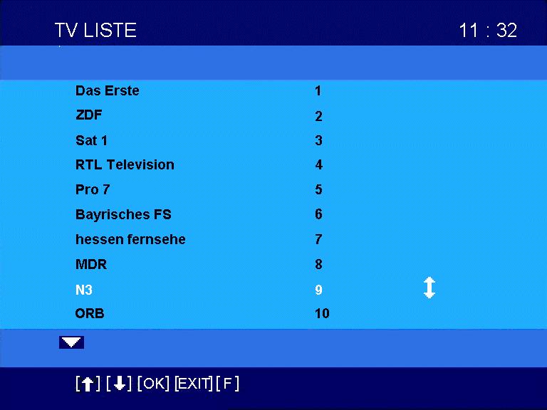 Electronic programme guide and applications Using the keys select the TV or radio programme, e.g. Das Erste and confirm the selection with.