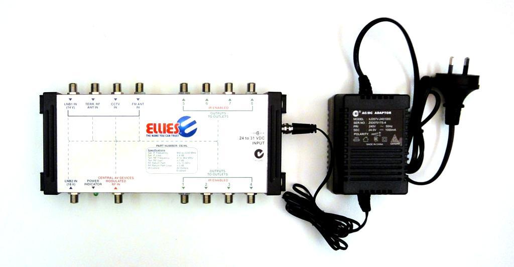 Figure 176 A domestic multiswitch for distribution of satellite TV and other RF sources Note: This type of device makes it relatively easy to combine multiple RF sources, including satellite TV, for